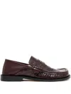 Loewe Campo Collapsible-heel Croc-effect Leather Loafers In Red