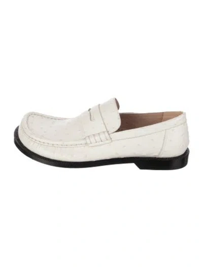 Pre-owned Loewe Leather Loafers In White