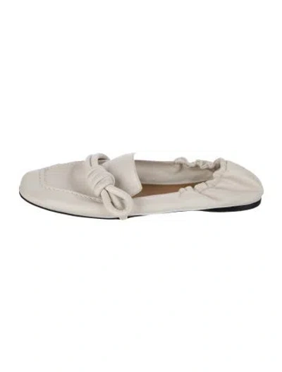 Pre-owned Loewe Leather Loafers In White