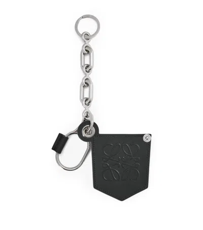 Loewe Leather Logo Biker Charm In Black