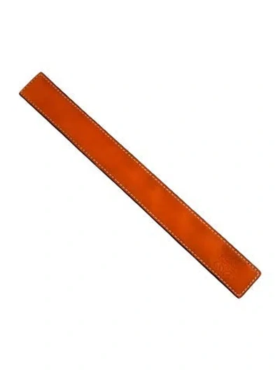 Pre-owned Loewe Leather Logo Embossed Slap Bracelet In Orange