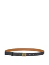 Loewe Textured Calfskin Belt With Gold-tone Buckle In Blue