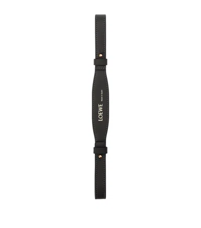 Loewe Leather Logo Short Strap In Black
