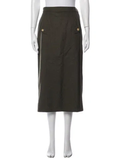 Pre-owned Loewe Leather Long Skirt In Green