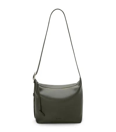 Loewe Leather Loop Shoulder Bag In Green