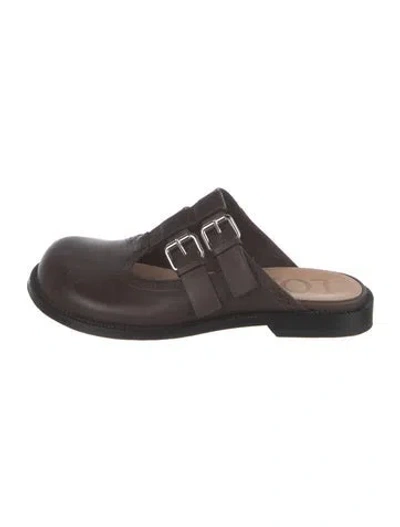 Pre-owned Loewe Leather Mary Jane Flats In Brown