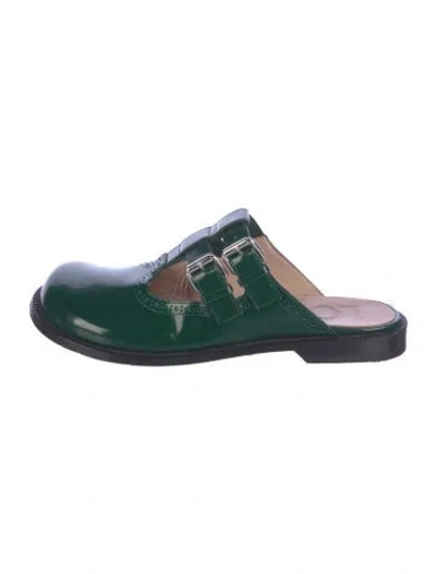 Pre-owned Loewe Leather Mary Jane Flats In Green