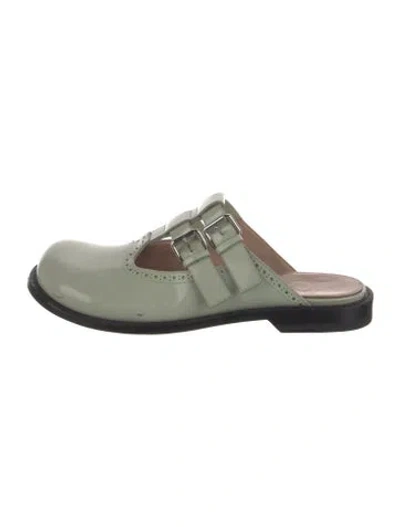 Pre-owned Loewe Leather Mary Jane Flats In Green