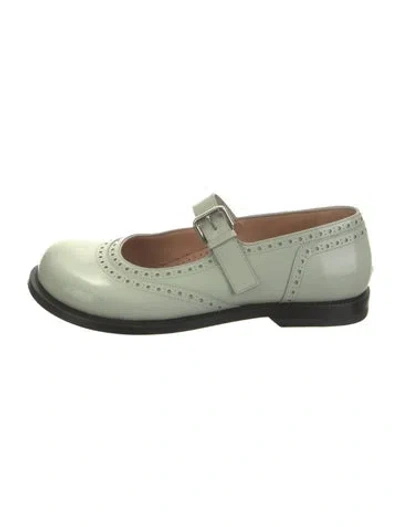 Pre-owned Loewe Leather Mary Jane Flats In Green