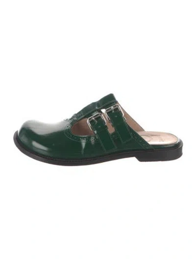 Pre-owned Loewe Leather Mary Jane Flats In Green