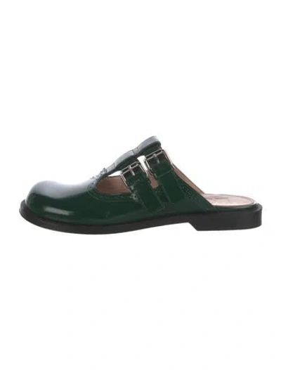 Pre-owned Loewe Leather Mary Jane Flats In Green