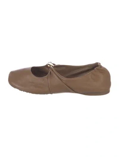 Pre-owned Loewe Leather Mary Jane Flats In Neutral