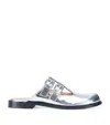 Loewe Campo Metallic Leather Mary Jane Flats In Silver