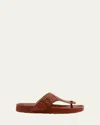 Loewe Leather Medallion Comfort Thong Sandals In Tan