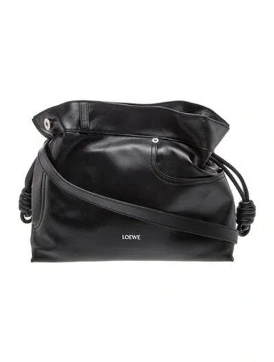 Pre-owned Loewe Leather Medium Calfskin Flamenco Panta Clutch Bag In Black