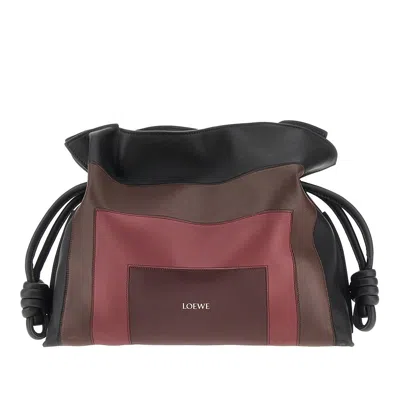 Loewe Leather Medium 'flamenco Clutch' Bag In Black