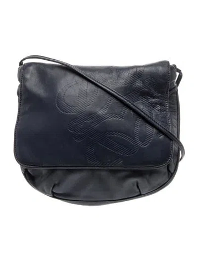 Pre-owned Loewe Leather Messenger Bag In Blue