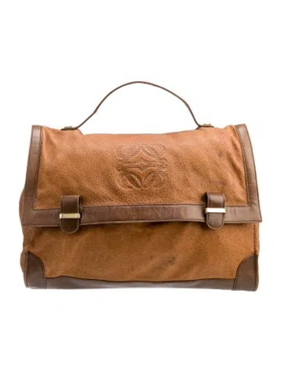 Pre-owned Loewe Leather Messenger Bag In Brown