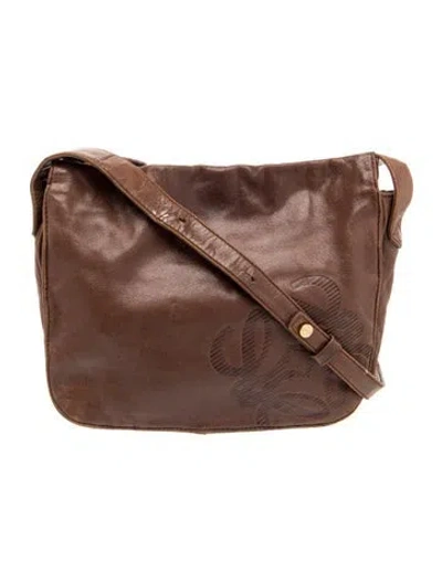Pre-owned Loewe Leather Messenger Bag Vintage In Burgundy