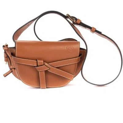 Pre-owned Loewe Leather Mini Gate Waist Bag In Brown