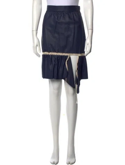 Pre-owned Loewe Leather Mini Skirt In Blue