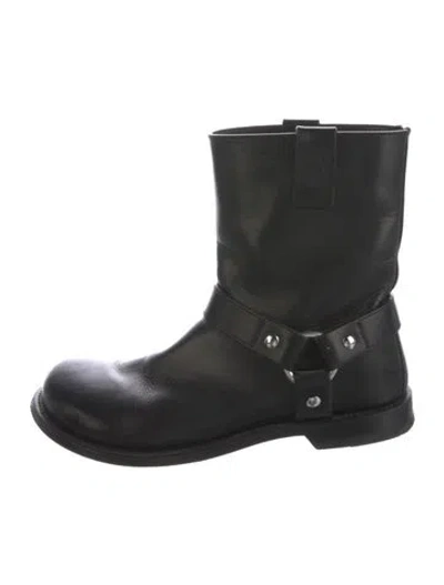 Pre-owned Loewe Leather Moto Boots In Black