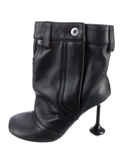 Pre-owned Loewe Leather Moto Boots In Black