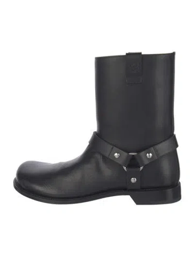 Pre-owned Loewe Leather Moto Boots In Black