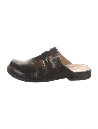 Pre-owned Loewe Leather Mules In Black