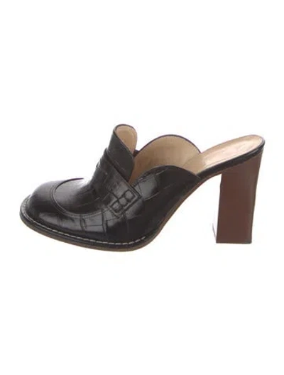 Pre-owned Loewe Leather Mules In Black