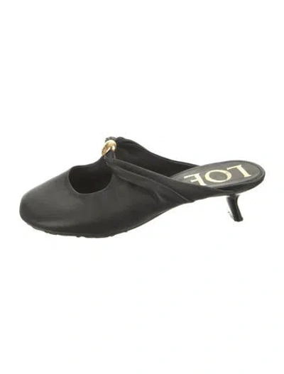 Pre-owned Loewe Leather Mules In Black/green