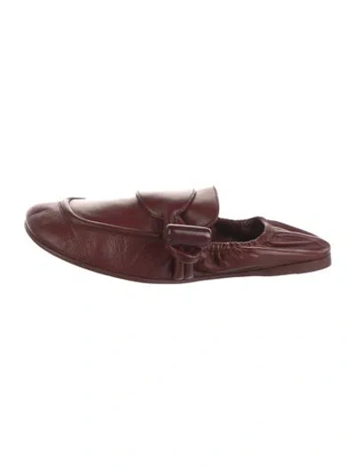 Pre-owned Loewe Leather Mules In Burgundy