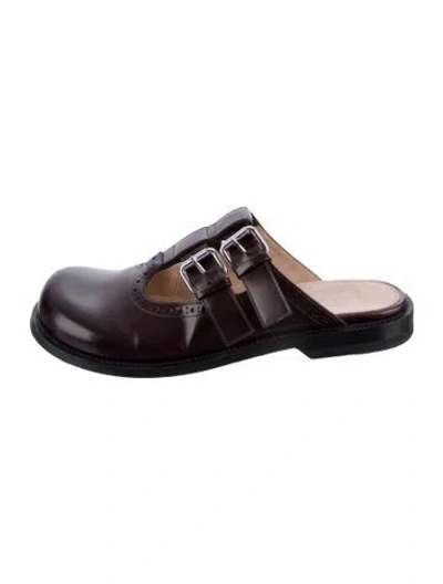 Pre-owned Loewe Leather Mules In Burgundy