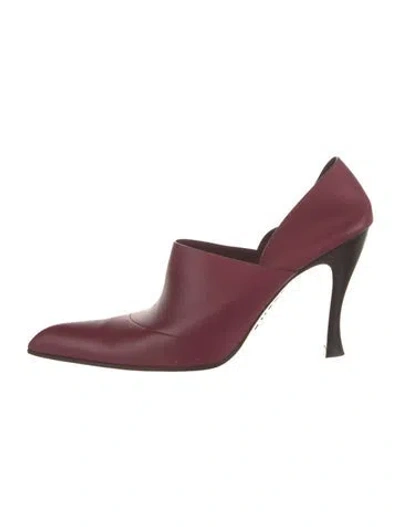 Pre-owned Loewe Leather Mules In Burgundy