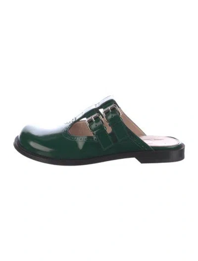 Pre-owned Loewe Leather Mules In Green