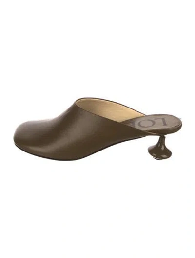 Pre-owned Loewe Leather Mules In Green