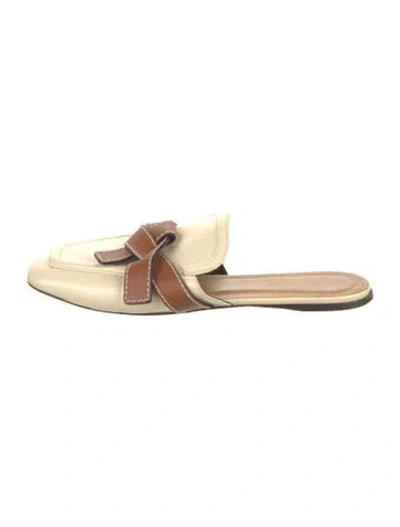 Pre-owned Loewe Leather Mules In Neutral