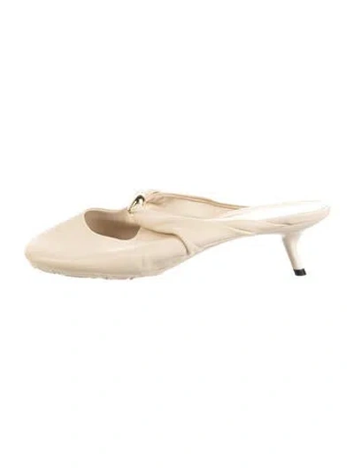 Pre-owned Loewe Leather Mules In Neutrals