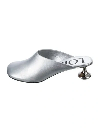 Pre-owned Loewe Leather Mules In Silver