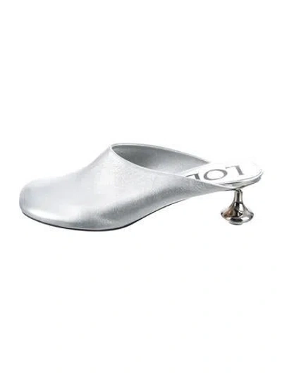 Pre-owned Loewe Leather Mules In Silver