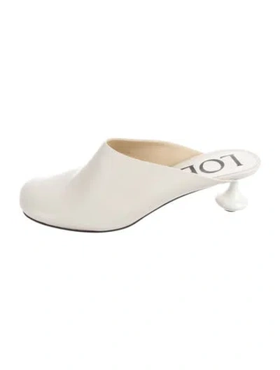 Pre-owned Loewe Leather Mules In White