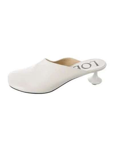 Pre-owned Loewe Leather Mules In White