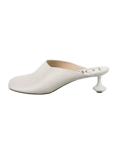 Pre-owned Loewe Leather Mules In White
