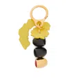 Loewe Metal And Leather Key Ring With Beads In Black