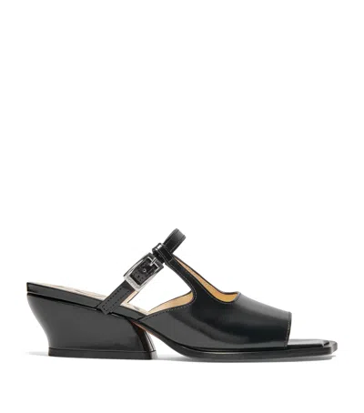 Loewe Leather Onda Mary Jane Mules 45 In Black