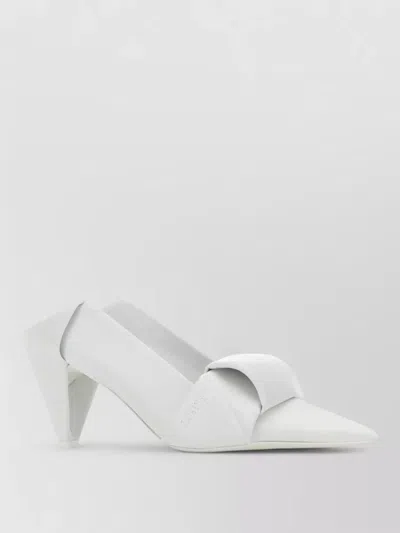 Loewe Leather Origami Mules Pointed Toe Sculptural Heel In White