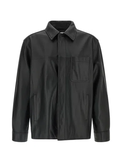 Loewe Leather Overshirt In Black