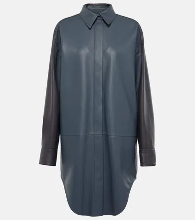 Loewe Leather Overshirt In Grey