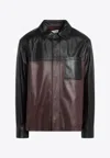 Loewe Leather Overshirt With Contrasting-panels In Brown