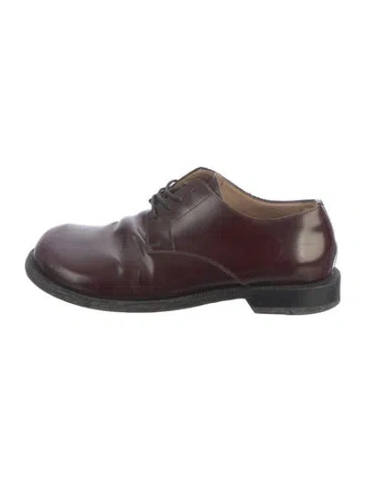 Pre-owned Loewe Leather Oxfords In Burgundy